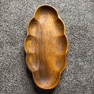 Leilani Genuine Monkey Pod Wood Bowl Scalloped Edge Hand Crafted 14”x7”